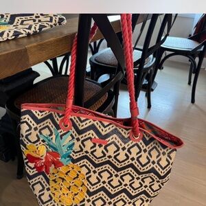 Vera Bradley Pineapple Embroidered Tote Beach large Bag